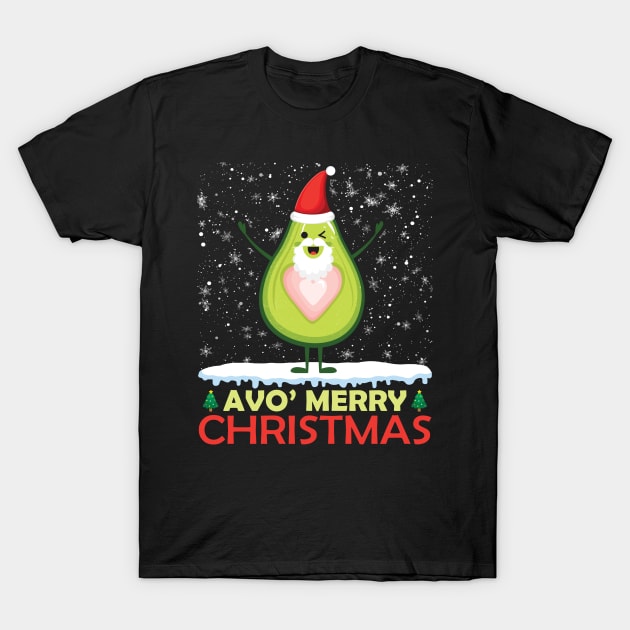 Santa Avocado Avo Merry Christmas Vegan Pajama Avocado Lover T-Shirt by Pizzan